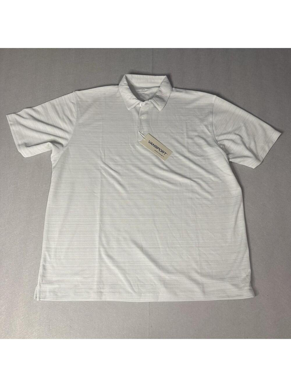 NWT Vansport Golf Polo Men's Large 100% Polyester Breathable Light Grey